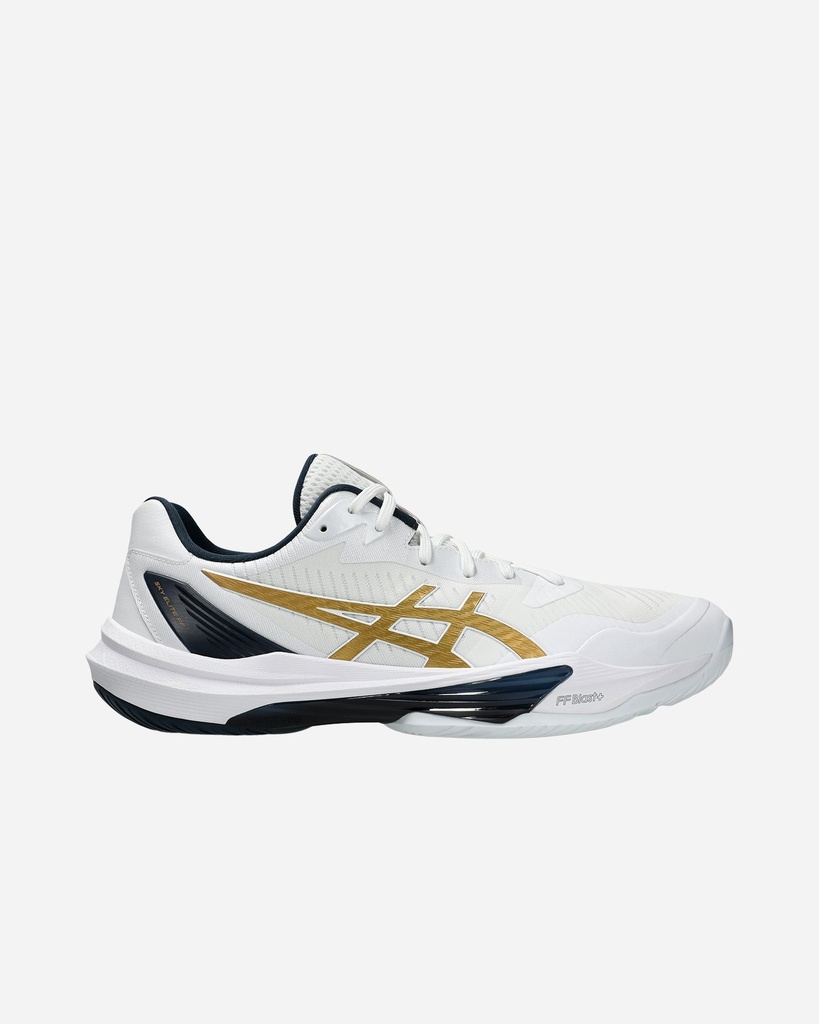 Asics Sky Elite FF 3 - Blanco / Oro puro - Zapatillas de squash / racquetball