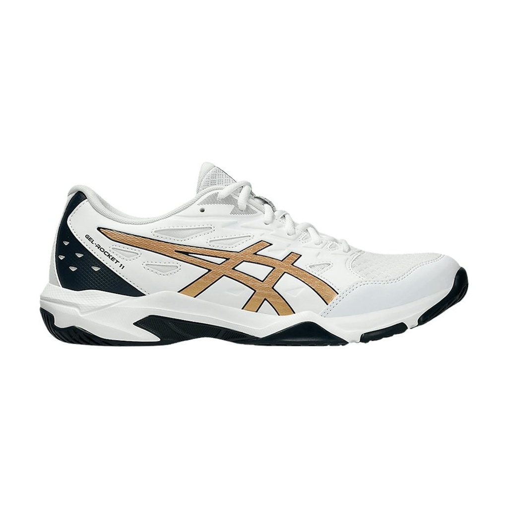 Asics Gel Rocket 11 - Blanco / Oro puro - Zapatillas de squash / racquetball (42.5)