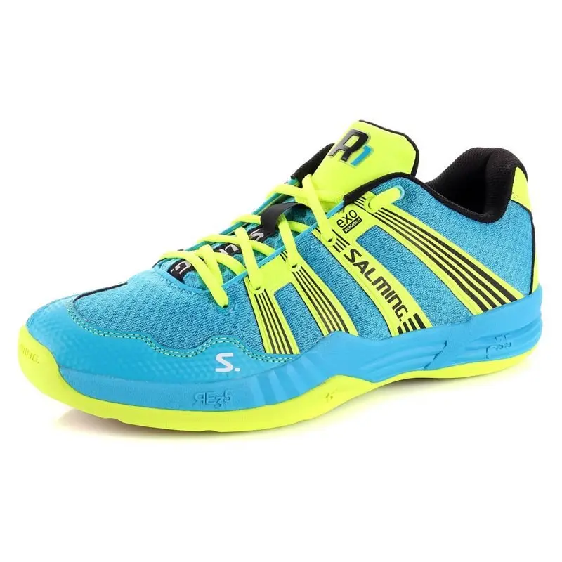 Salming Race R1 2.0 Cian / Amarillo fluorescente - Zapatillas de squash / racquetball
