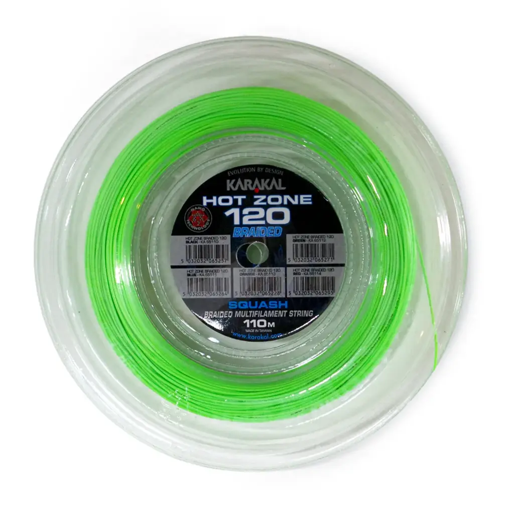 Karakal Hot Zone Braided 120 - Verde - Bobina de cordaje de squash de 220 m