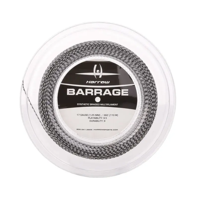 Harrow Barrage - Negro - Bobina de cordaje de squash de 110 m