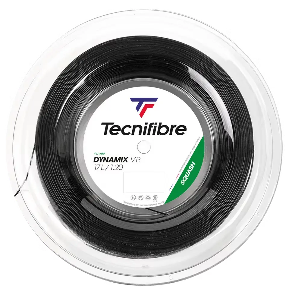 Tecnifibre Dynamix VP 17L/1,15 mm - Negro - Bobina de cordaje de squash de 200 m