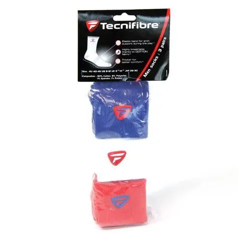 Tecnifibre - Bleu / Blanc / Rouge - 3 Paires de Chaussette