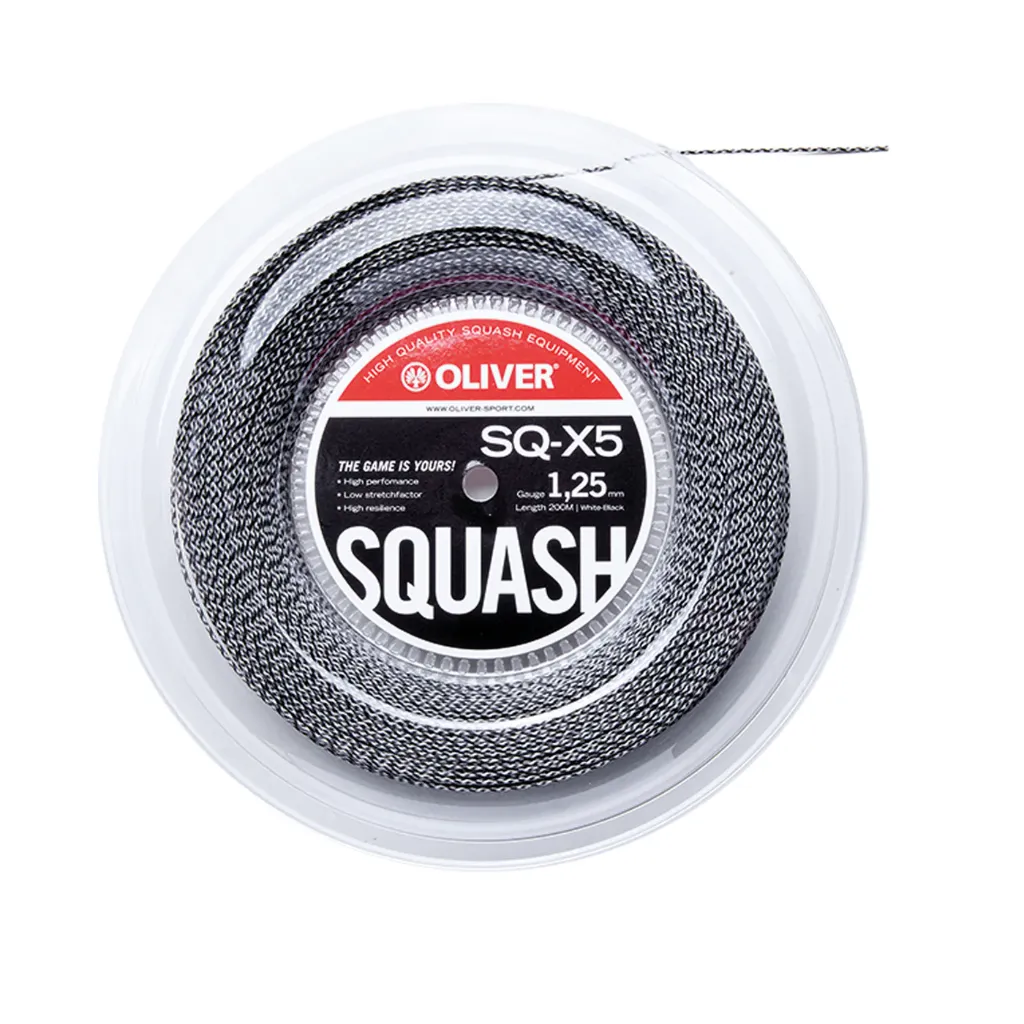 Oliver SQ-X5 1,25 mm - Grijs / Zwart - Squash-snaren op rol, 200 m